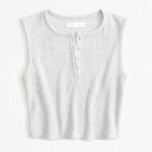 Abercrombie & Fitch Lounge Collection Sleeveless Henley Tank in Gray, size S
